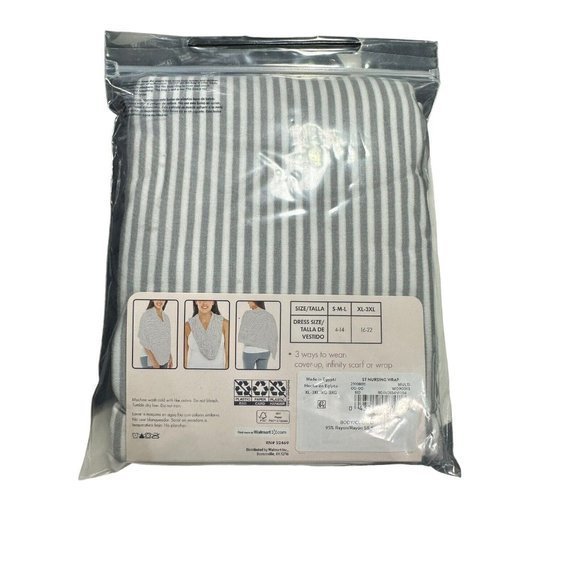 Secret Treasures Nursing Cover‎ Up NWT XL - 3XL gray white stripes size 16-22 - Picture 3 of 6